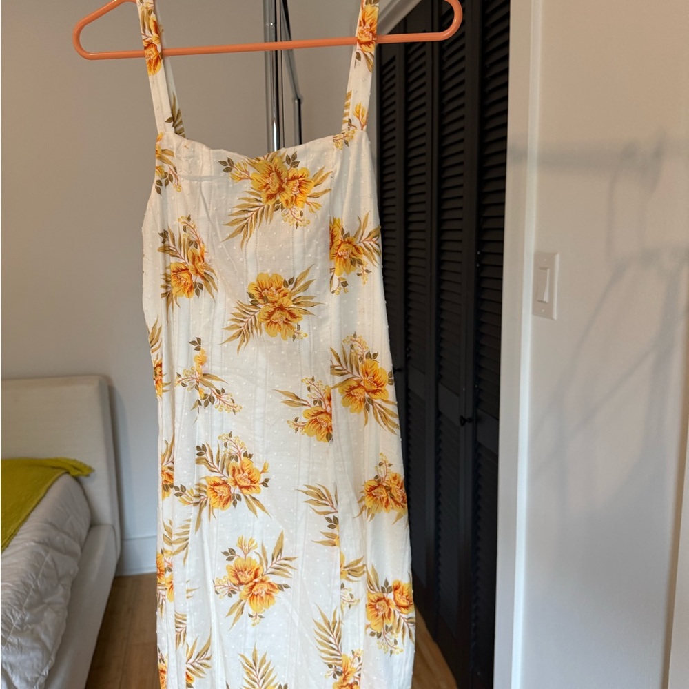 MINKPINK Floral Dress with Yellow and Orange Accents